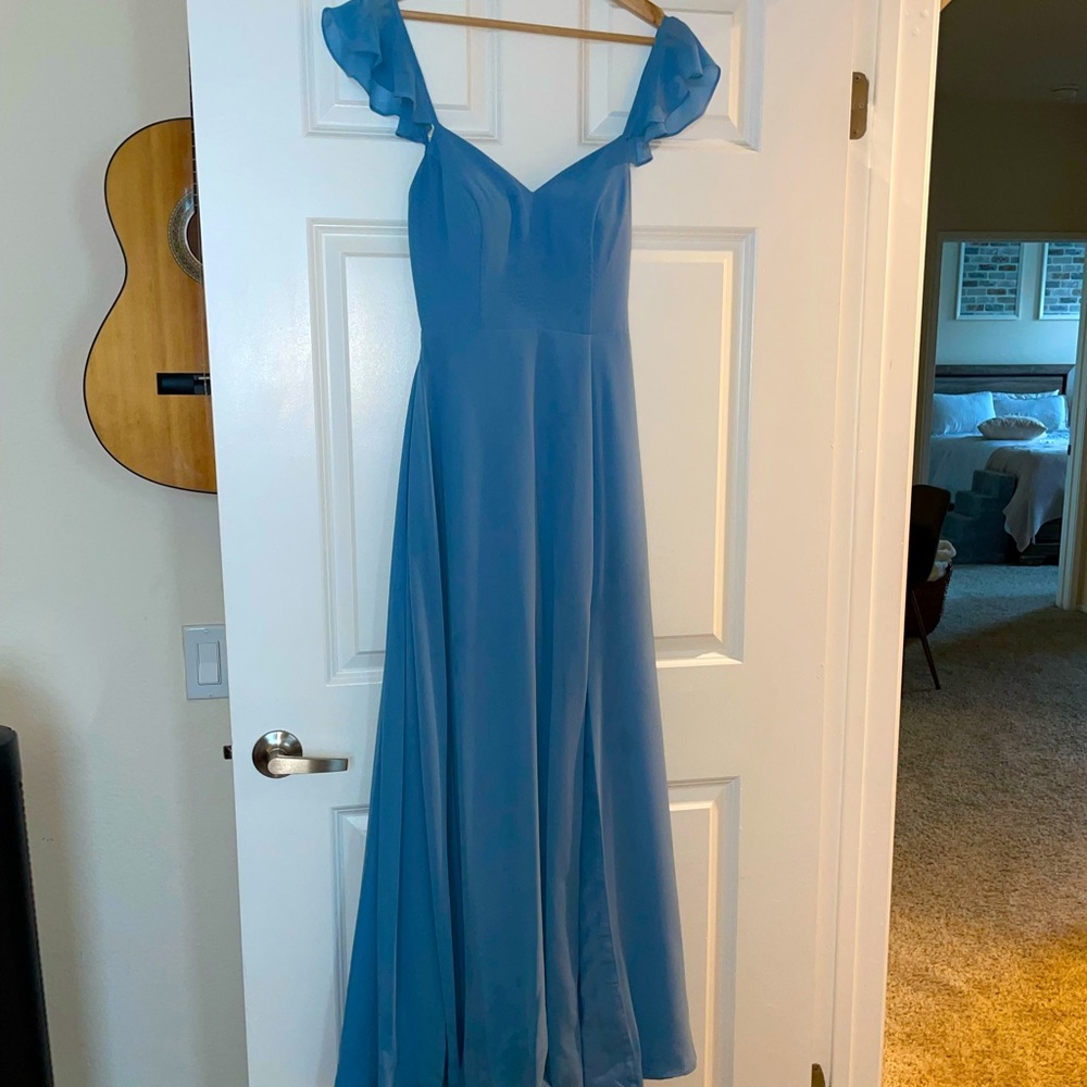 Dusty Blue Chiffon Dress